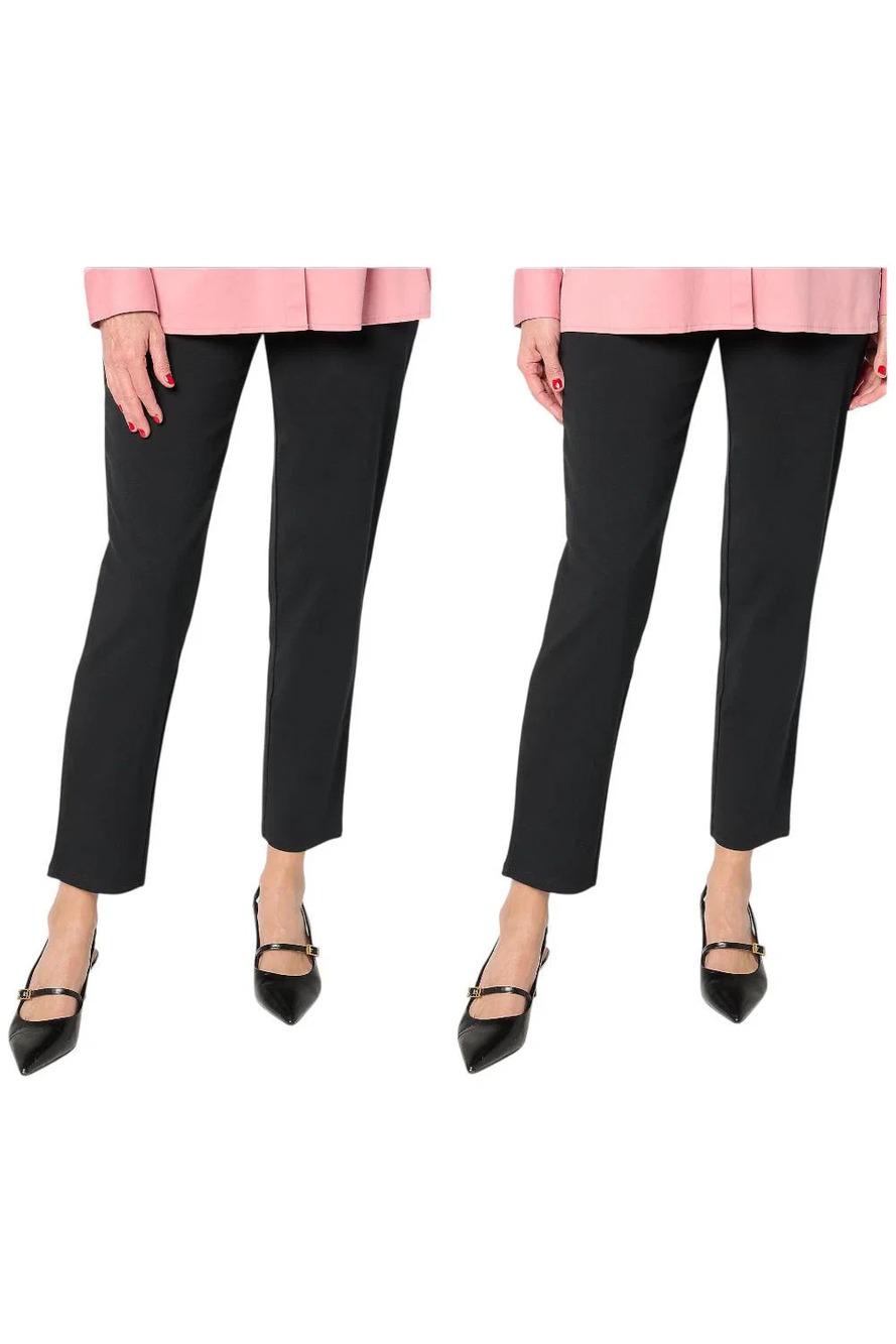 Women with Control Women's 2pk 86/14 Slim Leg Pants Black/Black - Petite
